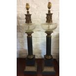 Pr of classical style table lamps in the form of paraffin lamps