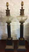 Pr of classical style table lamps in the form of paraffin lamps