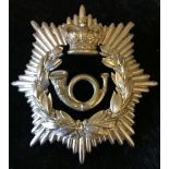 1st Lincolnshire Rifle Volunteers silvered Victorian officer's shako plate,
