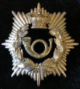 1st Lincolnshire Rifle Volunteers silvered Victorian officer's shako plate,