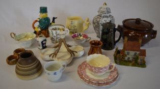Various ceramics including teapot, lidded vase,