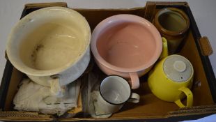 Various ceramics and enamel including chamber pots