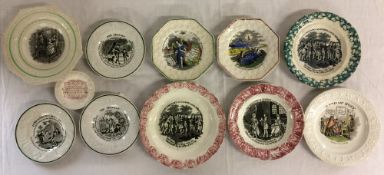 11 Victorian children's plates inc Dr Franklin Maxims,