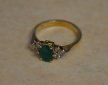 18ct gold emerald and diamond ring, approx weight 5.