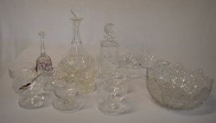 Various glassware including two decanters,
