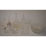 Various glassware including two decanters,