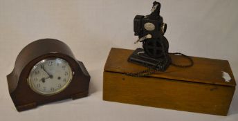 1930s mantle clock and a Baby Pathe cine projector & films in box