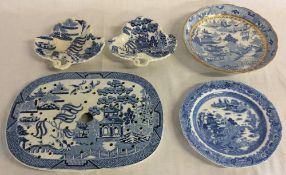 Early 19th century porcelain comprising 2 Miles Mason dishes,