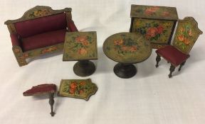 Victorian gilded dolls house furniture (one chair broken)