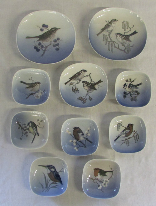Various Royal Copenhagen bird plates and pin dishes