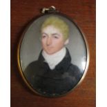 19th century miniature portrait of a gentleman H 7 cm