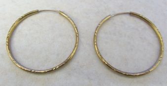 9ct gold hoop earrings D 3 cm weight 1.