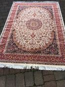 Beige ground Keshan carpet 2.3m by 1.