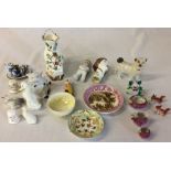 Various ceramics including miniature lustre bowl stamped Moorcroft,