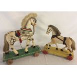 2 painted child's pulling horses