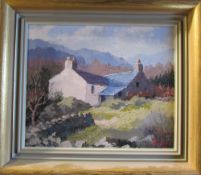 Oil on board 'Farm at Waunfawr' by G J Muirhead 37 cm x 32.