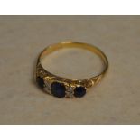 18ct gold sapphire and diamond ring size R/S