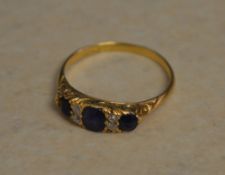 18ct gold sapphire and diamond ring size R/S