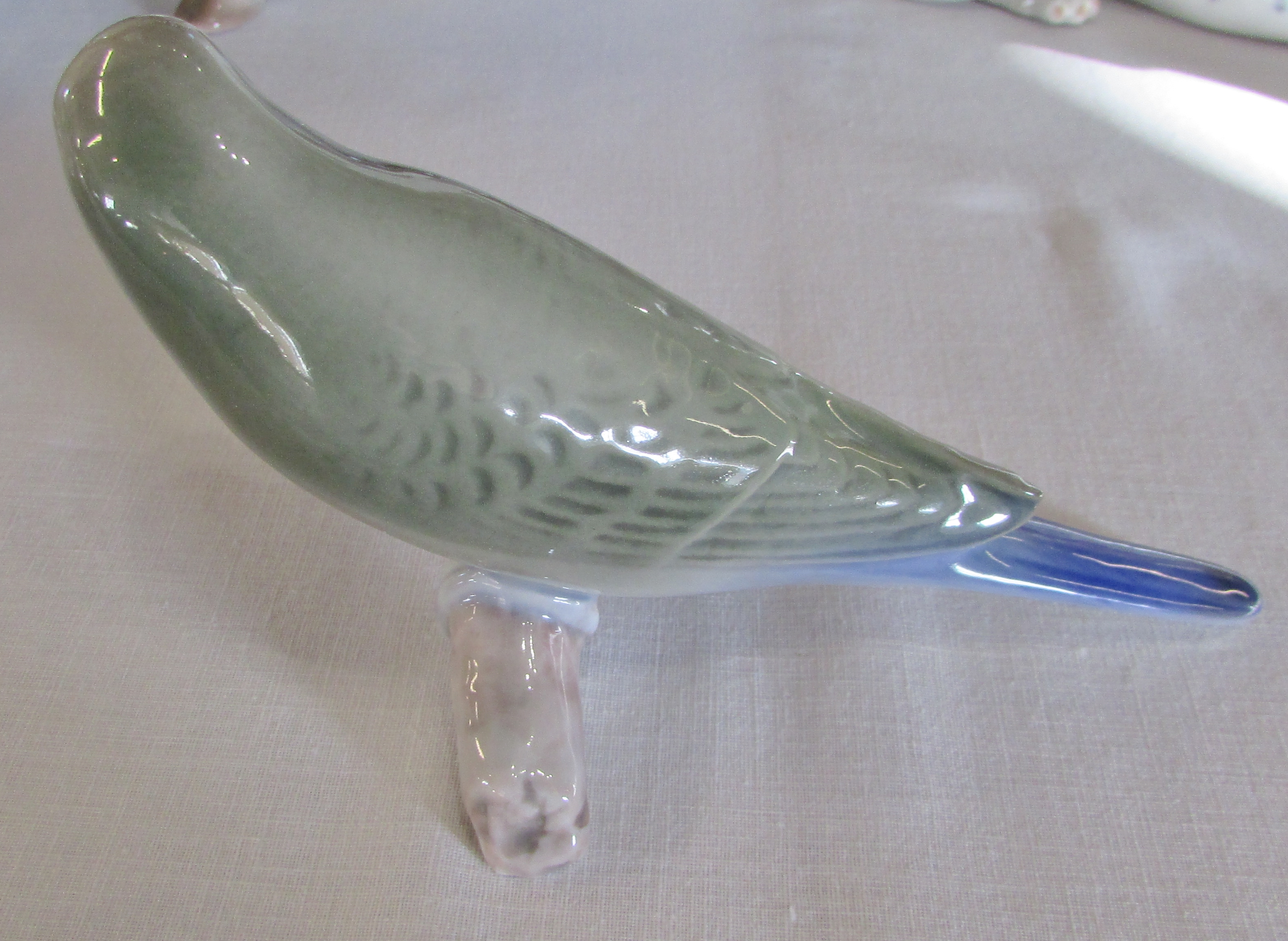 Selection of Royal Copenhagen & Bing and Grondahl bird and fish figures inc Budgie and seagull - Image 5 of 5
