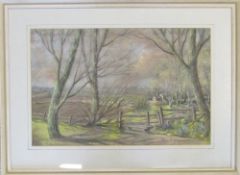 David N Robinson collection - pastel drawing 'Spring morning Lincolnshire' by Horncastle artist