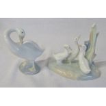 Lladro and Nao figurines of geese