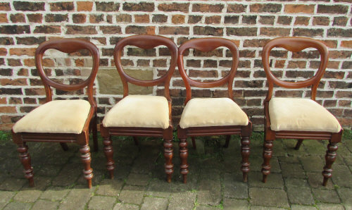 4 Victorian balloon back dining chairs