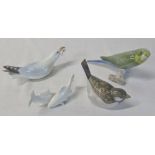 Selection of Royal Copenhagen & Bing and Grondahl bird and fish figures inc Budgie and seagull