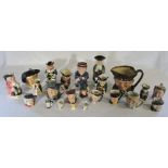 Assorted character and toby jugs inc Woods and Royal Doulton