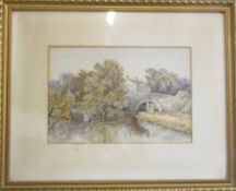 Early 19th century watercolour of a canal scene 52 cm x 42 cm