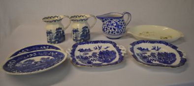 Various blue & white ceramics and a dish