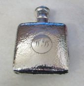 Silver hip flask with initials 'WB' Birmingham hallmark weight 2.