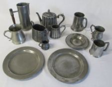 Assorted pewter inc tankards,