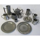 Assorted pewter inc tankards,