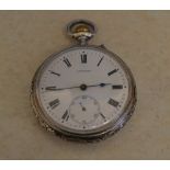 Longines pocket watch in an ornate Swiss silver .