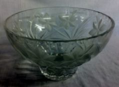 Cut glass daffodil bowl in the style of Keith Murray, small chip to rim.