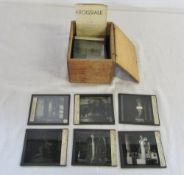 18 photographic glass slides of statues etc by Radiguet & Massiot Paris with paperwork
