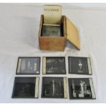 18 photographic glass slides of statues etc by Radiguet & Massiot Paris with paperwork