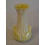 Yellow Belleek vase H 16.