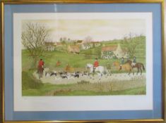 Signed French Artists proof limited edition lithograph on arches paper 4/36 of horses and hounds by