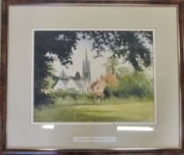 David N Robinson collection - watercolour of Louth by T E J Brooker 'Presented by W.E.