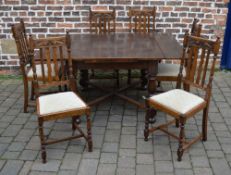 1920's/30's table and 6 chairs (1 repaired)