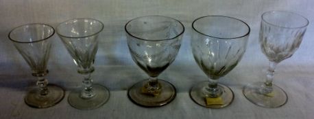 2 late 18th/early 19th century rummers & 3 other drinking glasses