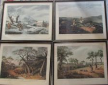 4 sporting prints by Edward Orme 1807 - Snipe Shooting, Grouse Shooting,