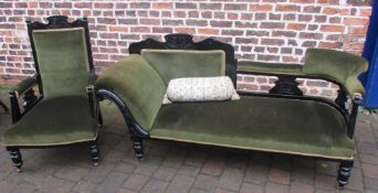 Late Victorian painted arm chair and chaise longue