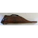 Leg of mutton leather gun case 'J G Topham Wootton Grange Ulceby'