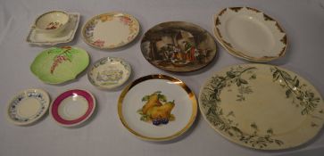 Quantity of ceramic plates including meat dishes and a Carltonware leaf dish