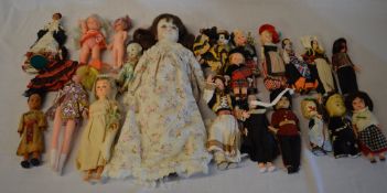 Bisque head doll and various souvenir dolls (AF)