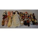 Bisque head doll and various souvenir dolls (AF)