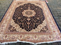 Blue ground Keshan carpet 2.8m by 2.