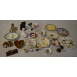 Various ceramics including collectors plates, cat figures,